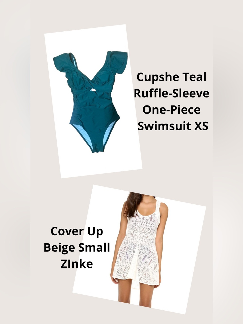 Cupshe Teal Ruffle-Sleeve One-Piece Swim Bodysuit